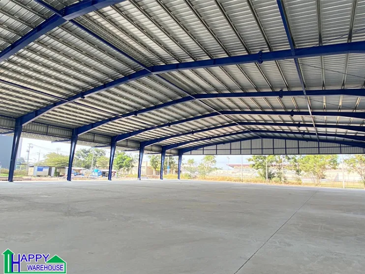 โครงสร้างเหล็ก Built up Beam ภายในโกดังสำเร็จรูป HW-HB ขนาด 32 x 54 x 6 เมตร จังหวัดนครปฐม